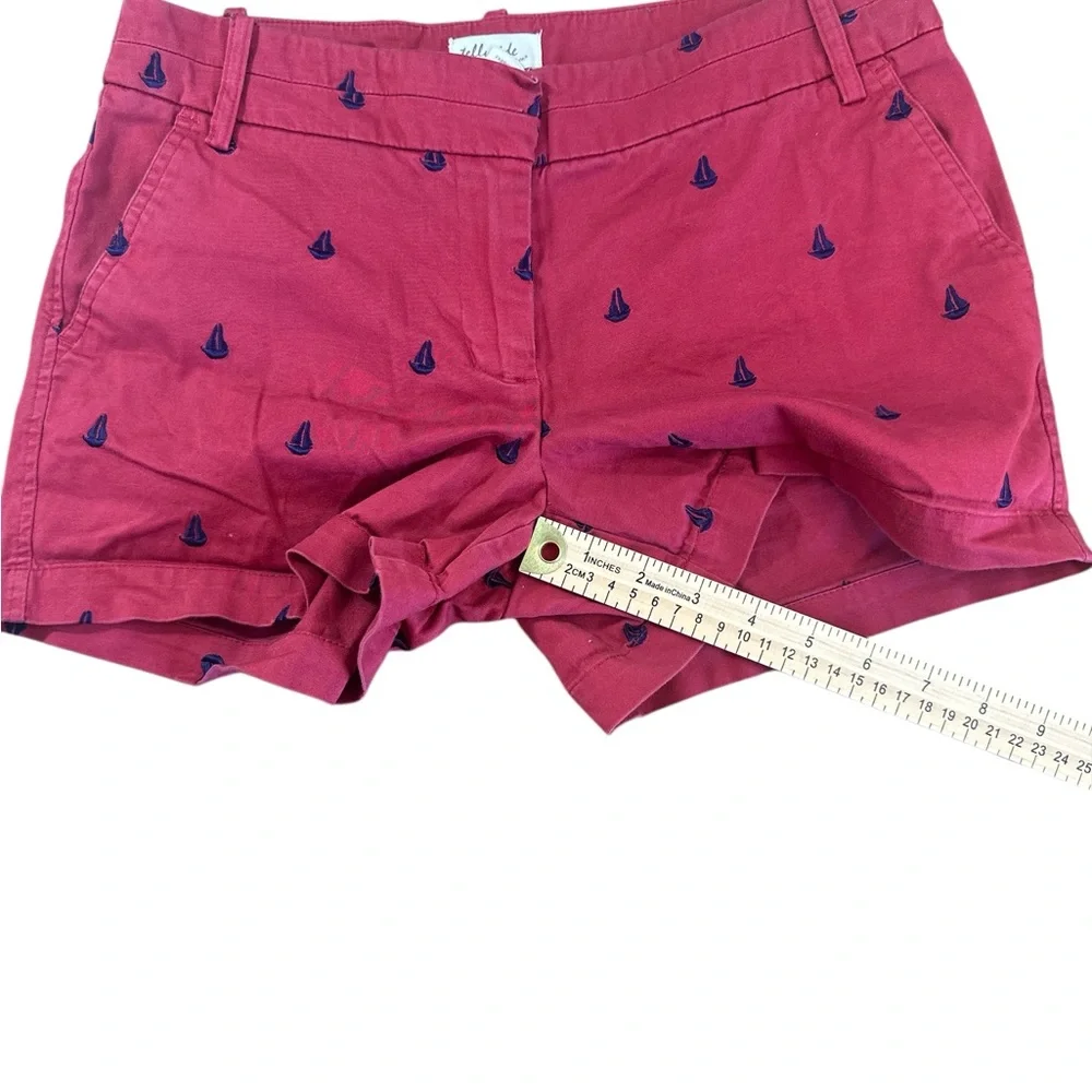 Telluride red‎ with navy blue embroidered sailboat shorts Sz 2